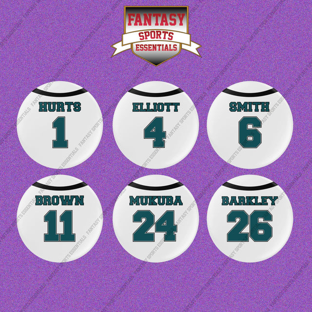 Philadelphia Eagles 2025 Away Jersey Button Pins (Choose Your Player) Page 1