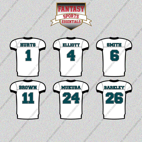 Philadelphia Eagles 2025 Away Jersey Glossy Stickers (Choose Your Player) Page 1