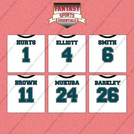 Philadelphia Eagles 2025 Away Jersey Wall Art Prints (Choose Your Player) Page 1