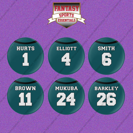 Philadelphia Eagles 2025 Home Jersey Button Pins (Choose Your Player) Page 1