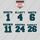 Philadelphia Eagles 2025 Name and Number Glossy Stickers (Choose Your Player) Page 1