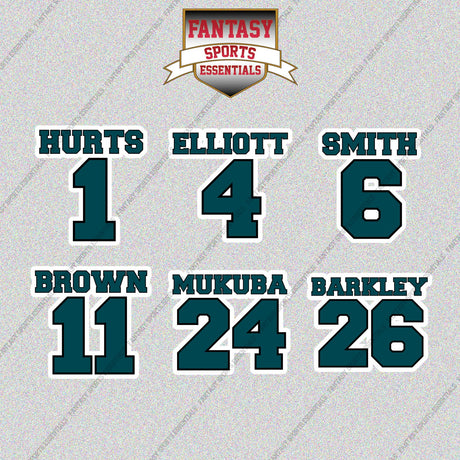Philadelphia Eagles 2025 Name and Number Glossy Stickers (Choose Your Player) Page 1