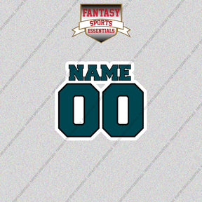Philadelphia Eagles Personalized Current Name and Number Glossy Stickers