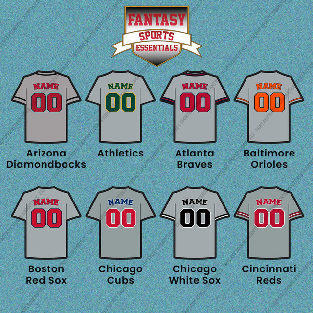 Pro Baseball Personalized Current Away Jersey Car Decals (A-L) (Enter Your Name and Number) Page 1