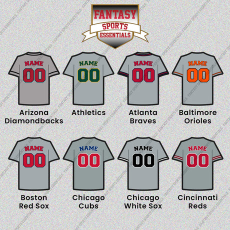 Pro Baseball Personalized Current Away Jersey Glossy Stickers (A-K) (Enter Your Name and Number) Page 1