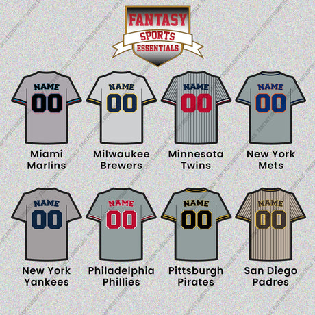 Pro Baseball Personalized Current Away Jersey Glossy Stickers (M-W) (Enter Your Name and Number) Page 1