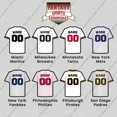 Pro Baseball Personalized Current Home Jersey Glossy Stickers (M-W) (Enter Your Name and Number) Page 1