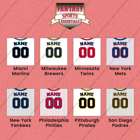 Pro Baseball Personalized Current Home Jersey Wall Art Prints (M-W) (Enter Your Name and Number) Page 1