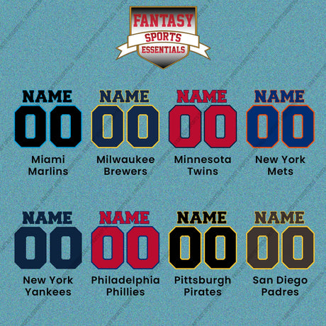 Pro Baseball Personalized Current Name and Number Car Decals (M-W) (Enter Your Name and Number) Page 1