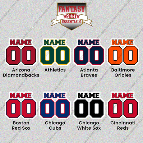 Pro Baseball Personalized Current Name and Number Glossy Stickers (A-L) (Enter Your Name and Number) Page 1