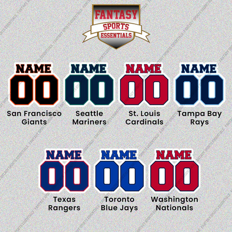 Pro Baseball Personalized Current Name and Number Glossy Stickers (M-W) (Enter Your Name and Number) Page 2 