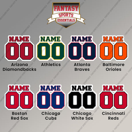Pro Baseball Personalized Current Name and Number Magnets (A-L) (Enter Your Name and Number) Page 1