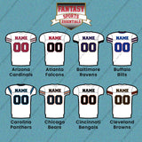 Pro Football Personalized Current Away Jersey Car Decals (A-K) (Enter Your Name and Number) Page 1