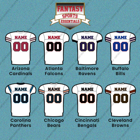 Pro Football Personalized Current Away Jersey Car Decals (A-K) (Enter Your Name and Number) Page 1
