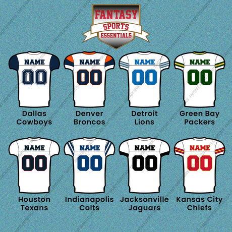 Pro Football Personalized Current Away Jersey Car Decals (A-K) (Enter Your Name and Number) Page 2
