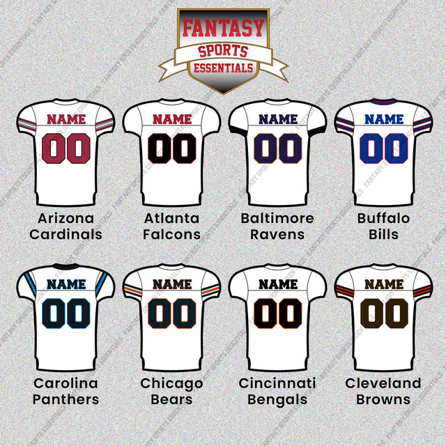 Pro Football Personalized Current Away Jersey Glossy Stickers (A-K) (Enter Your Name and Number) Page 1
