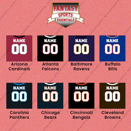 Pro Football Personalized Current Home Jersey Wall Art Prints (A-K) (Enter Your Name and Number) Page 1