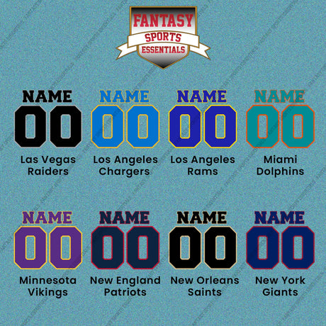 Pro Football Personalized Current Name and Number Car Decals (L-W) (Enter Your Name and Number) Page 1