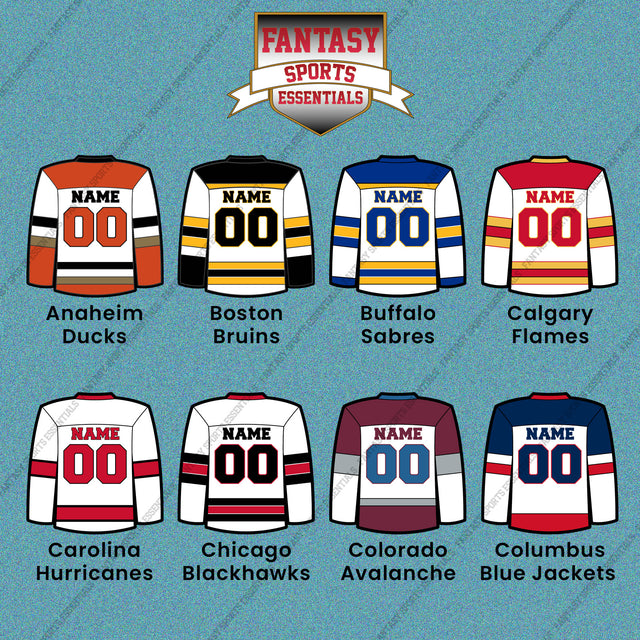 Pro Hockey Personalized Current Away Jersey Car Decals (A-N) (Enter Your Name and Number) Page 1