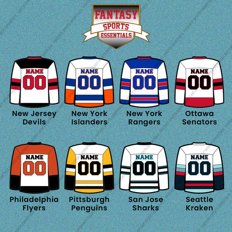 Pro Hockey Personalized Current Away Jersey Car Decals (N-W) (Enter Your Name and Number) Page 1