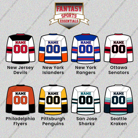 Pro Hockey Personalized Current Away Jersey Glossy Stickers (N-W) (Enter Your Name and Number) Page 1