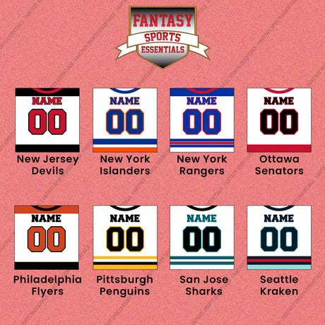 Pro Hockey Personalized Current Away Jersey Wall Art Prints (N-W) (Enter Your Name and Number) Page 1