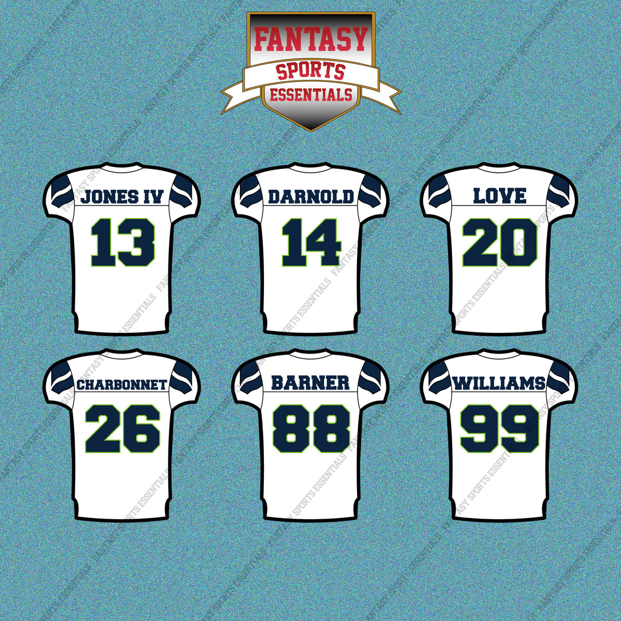 Seattle Seahawks 2025 Away Jersey Car Decals (Choose Your Player)