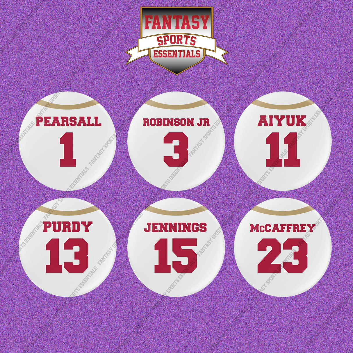 San Francisco 49ers 2025 Away Jersey Button Pins (Choose Your Player) Page 1