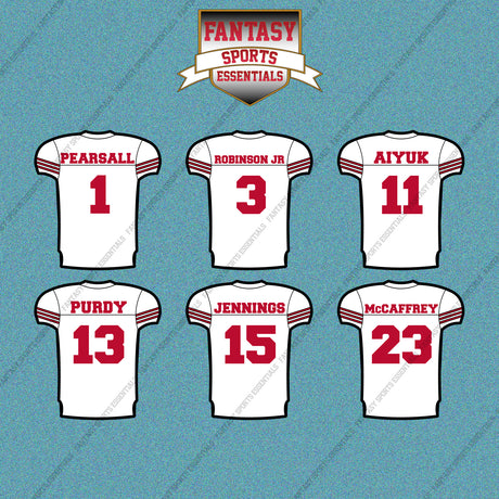 San Francisco 49ers 2025 Away Jersey Car Decals (Choose Your Player) Page 1