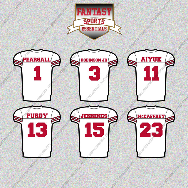 San Francisco 49ers 2025 Away Jersey Glossy Stickers (Choose Your Player) Page 1