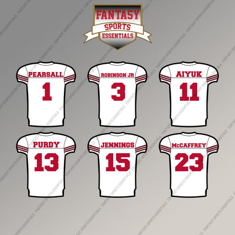 San Francisco 49ers 2025 Away Jersey Magnets (Choose Your Player) Page 1