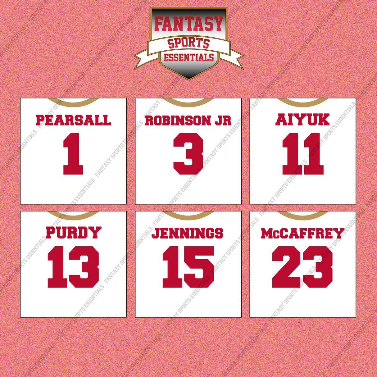 San Francisco 49ers 2025 Away Jersey Wall Art Prints (Choose Your Player) Page 1