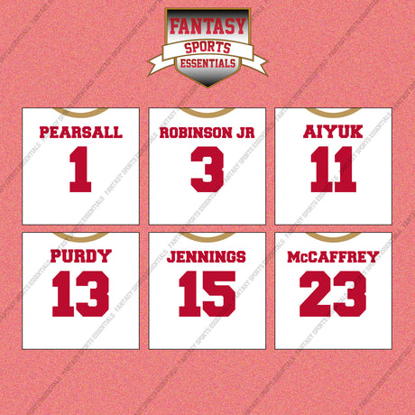 San Francisco 49ers 2025 Away Jersey Wall Art Prints (Choose Your Player) Page 1