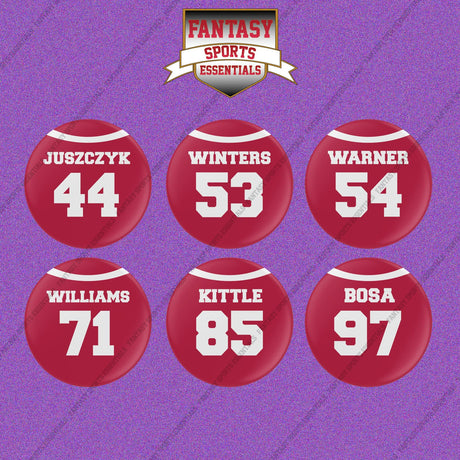 San Francisco 49ers 2025 Home Jersey Button Pins (Choose Your Player) Page 2