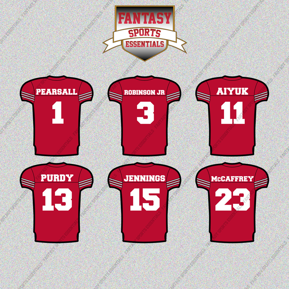 San Francisco 49ers 2025 Home Jersey Glossy Stickers (Choose Your Player) Page 1