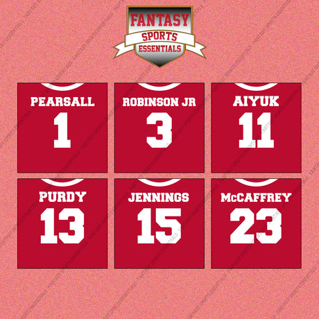San Francisco 49ers 2025 Home Jersey Wall Art Prints (Choose Your Player) Page 1
