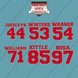 San Francisco 49ers 2025 Name and Number Car Decals (Choose Your Player) Page 2