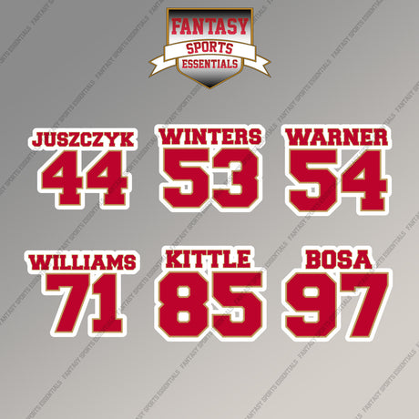 San Francisco 49ers 2025 Name and Number Magnets (Choose Your Player) Page 2
