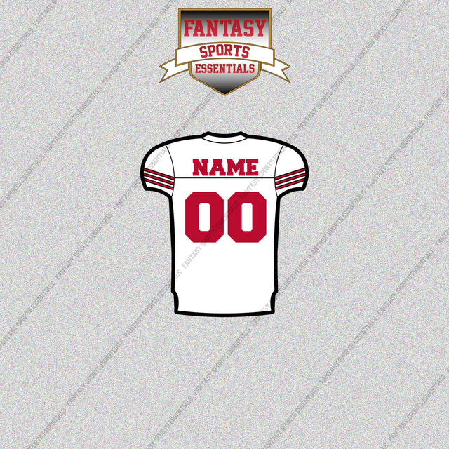San Francisco 49ers Personalized Current Away Jersey Glossy Stickers