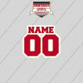 San Francisco 49ers Personalized Current Name and Number Glossy Stickers