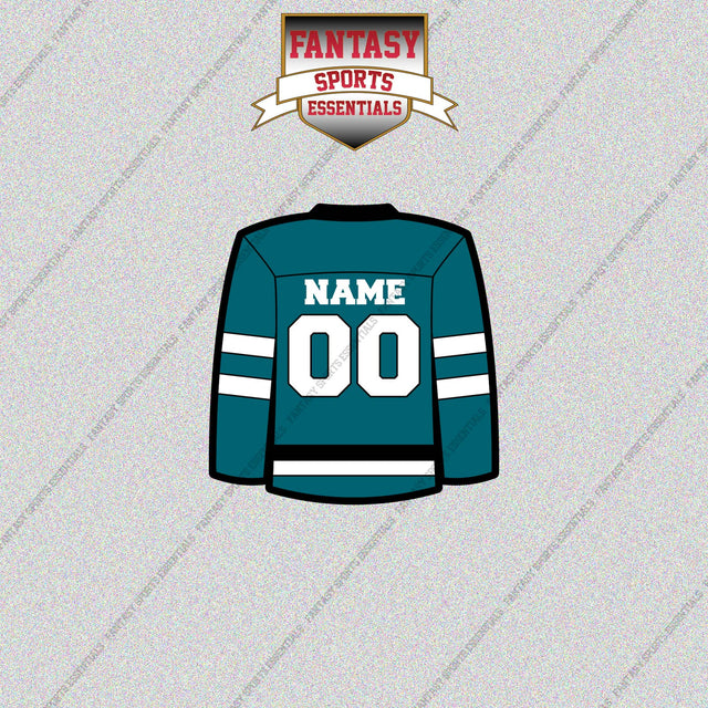 San Jose Sharks Personalized Current Home Jersey Glossy Stickers