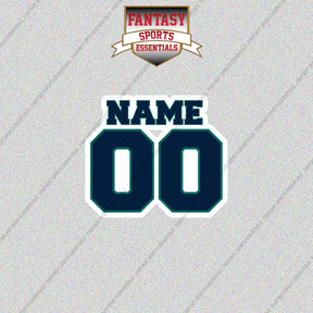 Seattle Mariners Personalized Current Name and Number Glossy Stickers