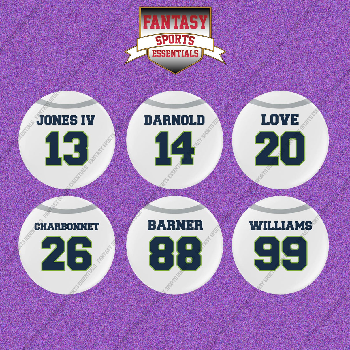 Seattle Seahawks 2025 Away Jersey Button Pins (Choose Your Player) Page 2
