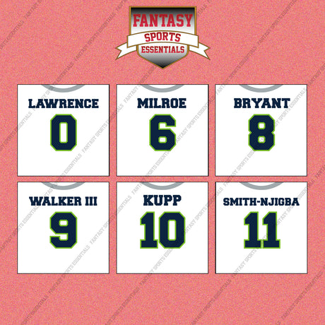 Seattle Seahawks 2025 Away Jersey Wall Art Prints (Choose Your Player) Page 1