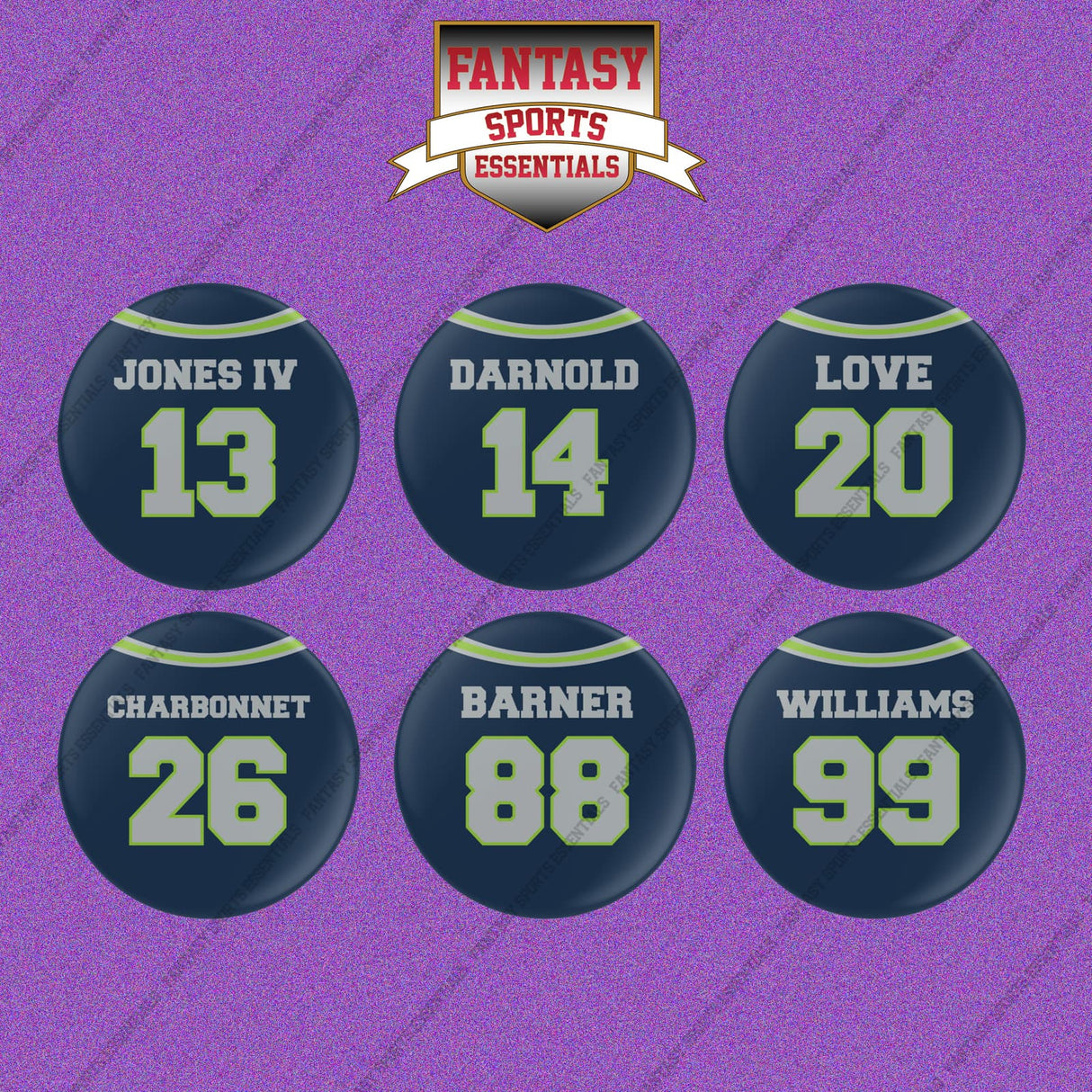 Seattle Seahawks 2025 Home Jersey Button Pins (Choose Your Player) Page 2