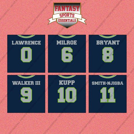 Seattle Seahawks 2025 Home Jersey Wall Art Prints (Choose Your Player) Page 1