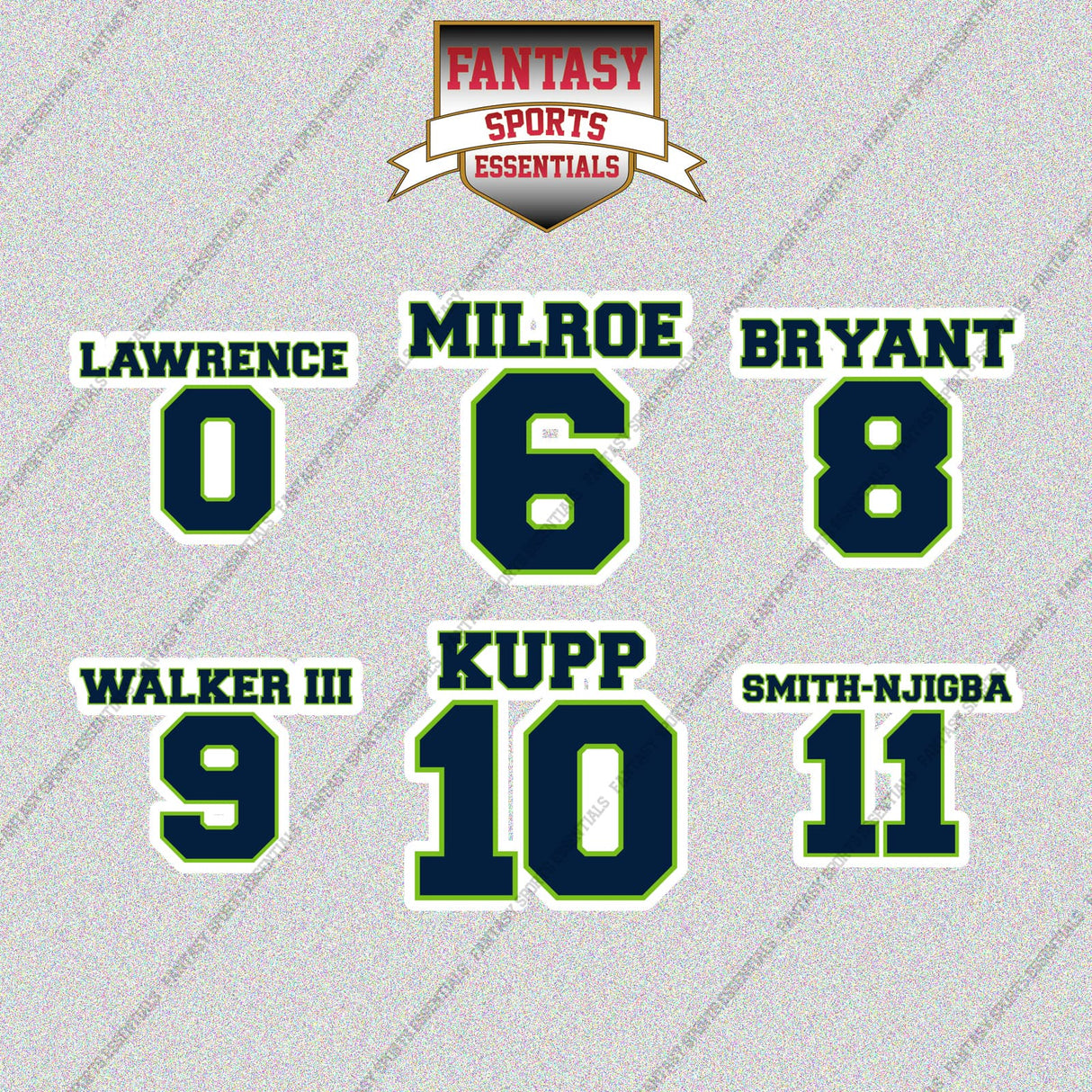 Seattle Seahawks 2025 Name and Number Glossy Stickers (Choose Your Player) Page 1