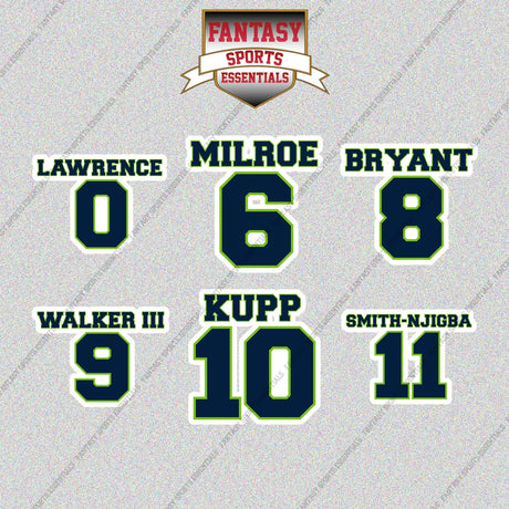 Seattle Seahawks 2025 Name and Number Glossy Stickers (Choose Your Player) Page 1