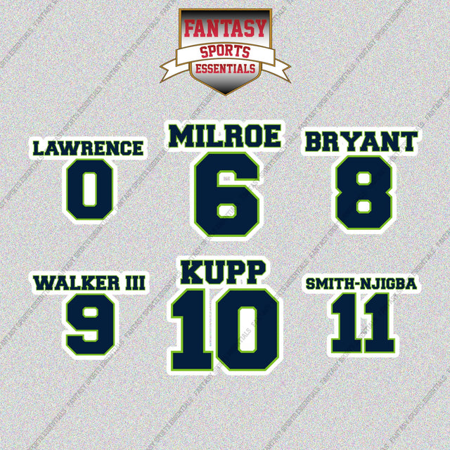 Seattle Seahawks 2025 Name and Number Glossy Stickers (Choose Your Player) Page 1