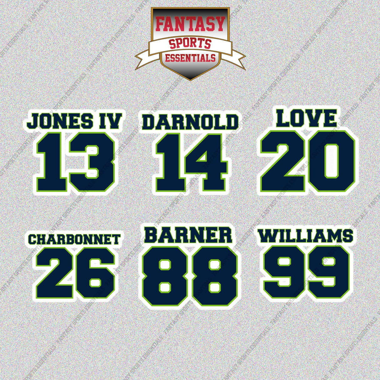 Seattle Seahawks 2025 Name and Number Glossy Stickers (Choose Your Player) Page 2